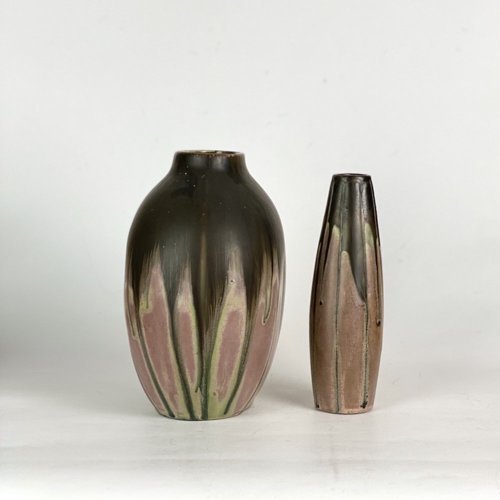 Gilbert Métenier : Duo De Vases Art Déco En Grès-photo-1