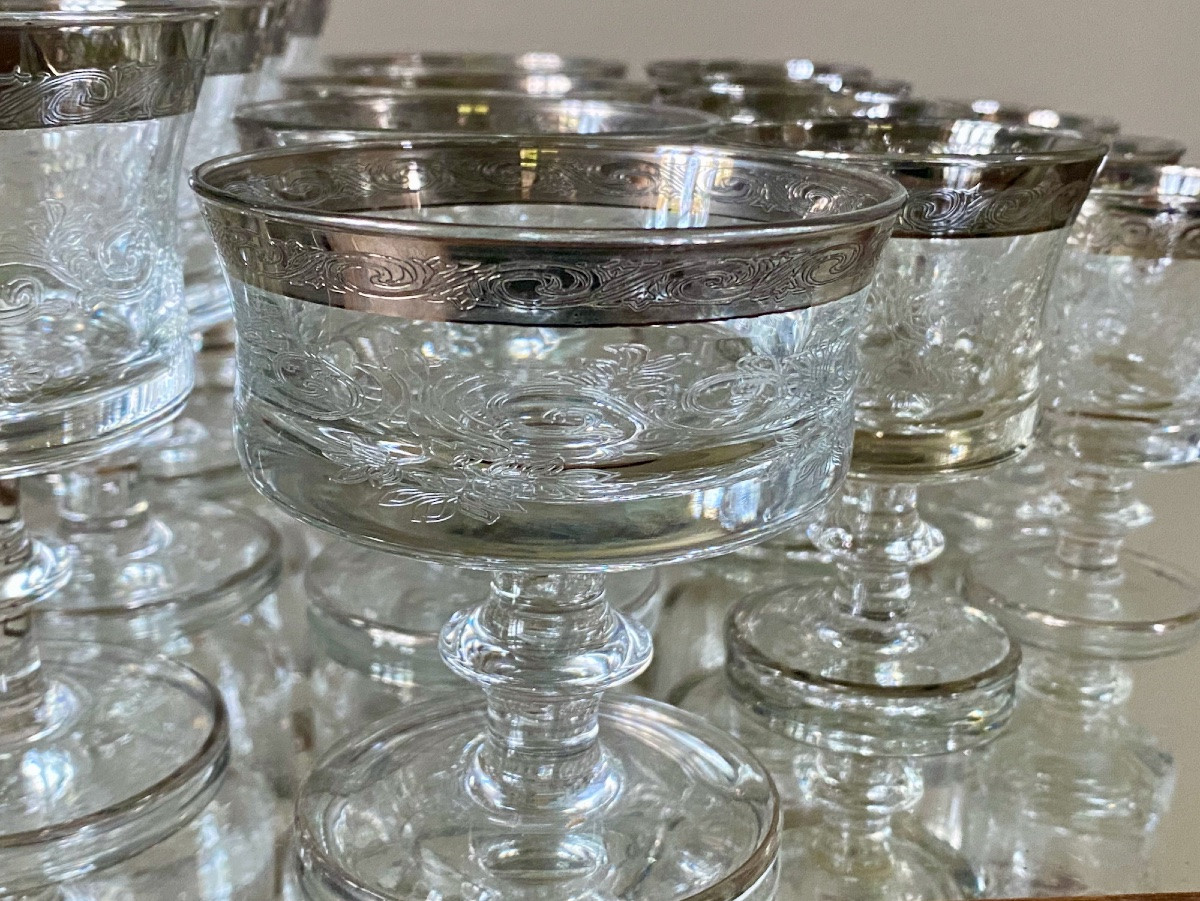 Verres Murano Médicis avec bordures en platine XXe-photo-1