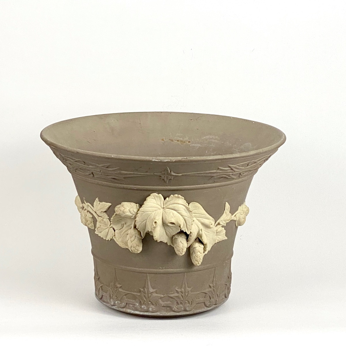 Cache pot Sarreguemines en grès brun dit Terre d’Egypte, XIXe-photo-4