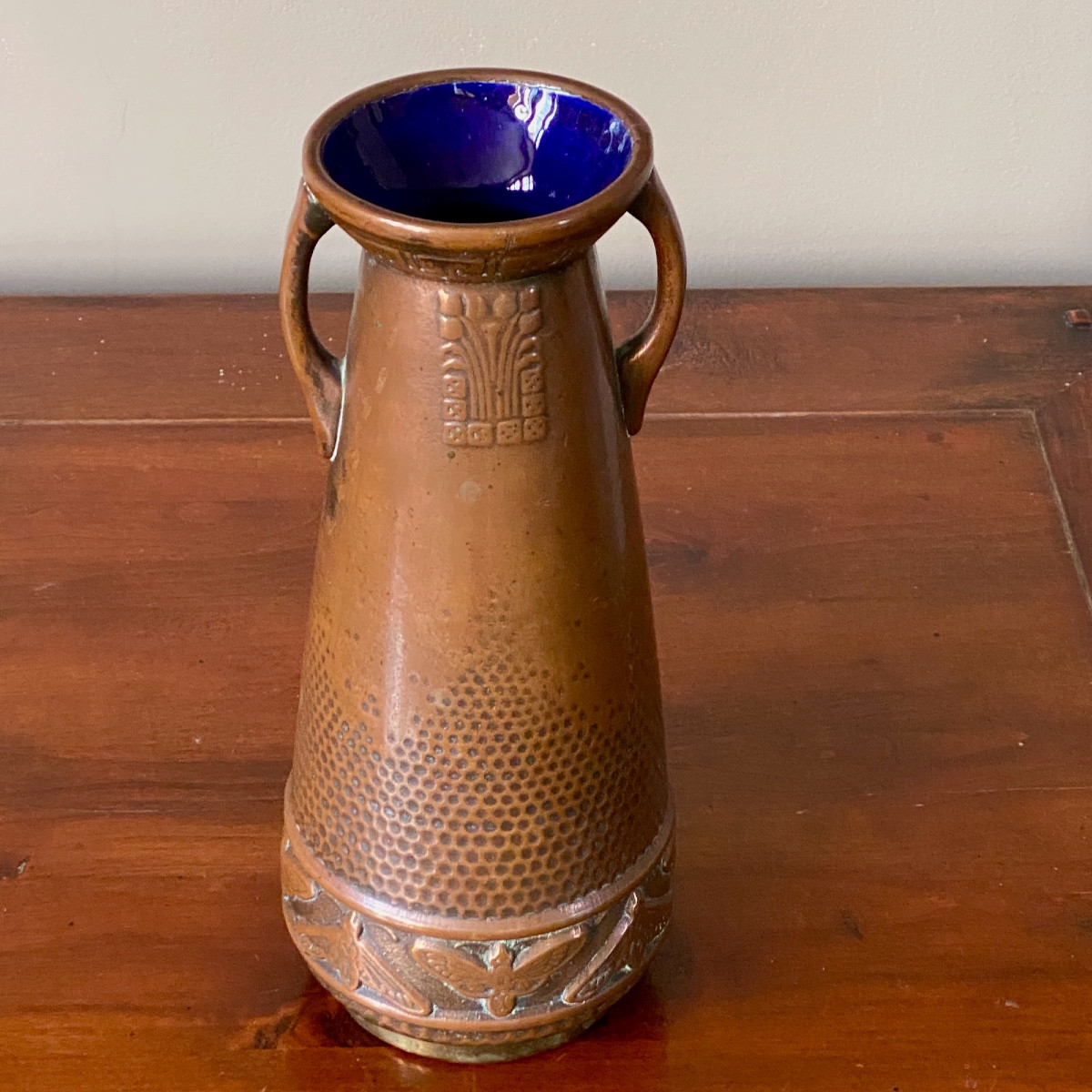 Fives Lille Art Nouveau Vase, Copper Plated-photo-1