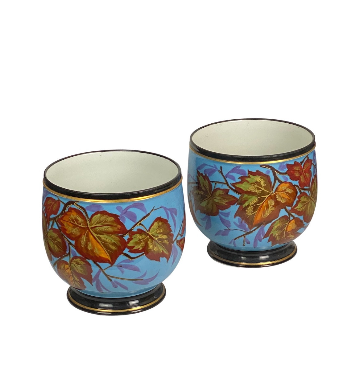 Paire de Cache-pots en porcelaine de Paris fin XIXe
