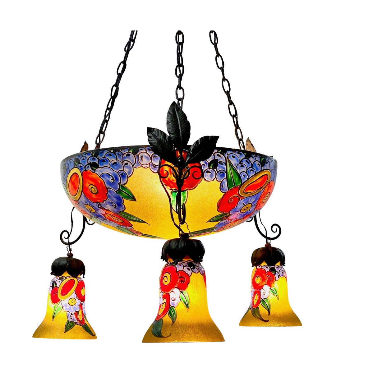 LEUNE suspension art déco en verre émaillé -photo-1