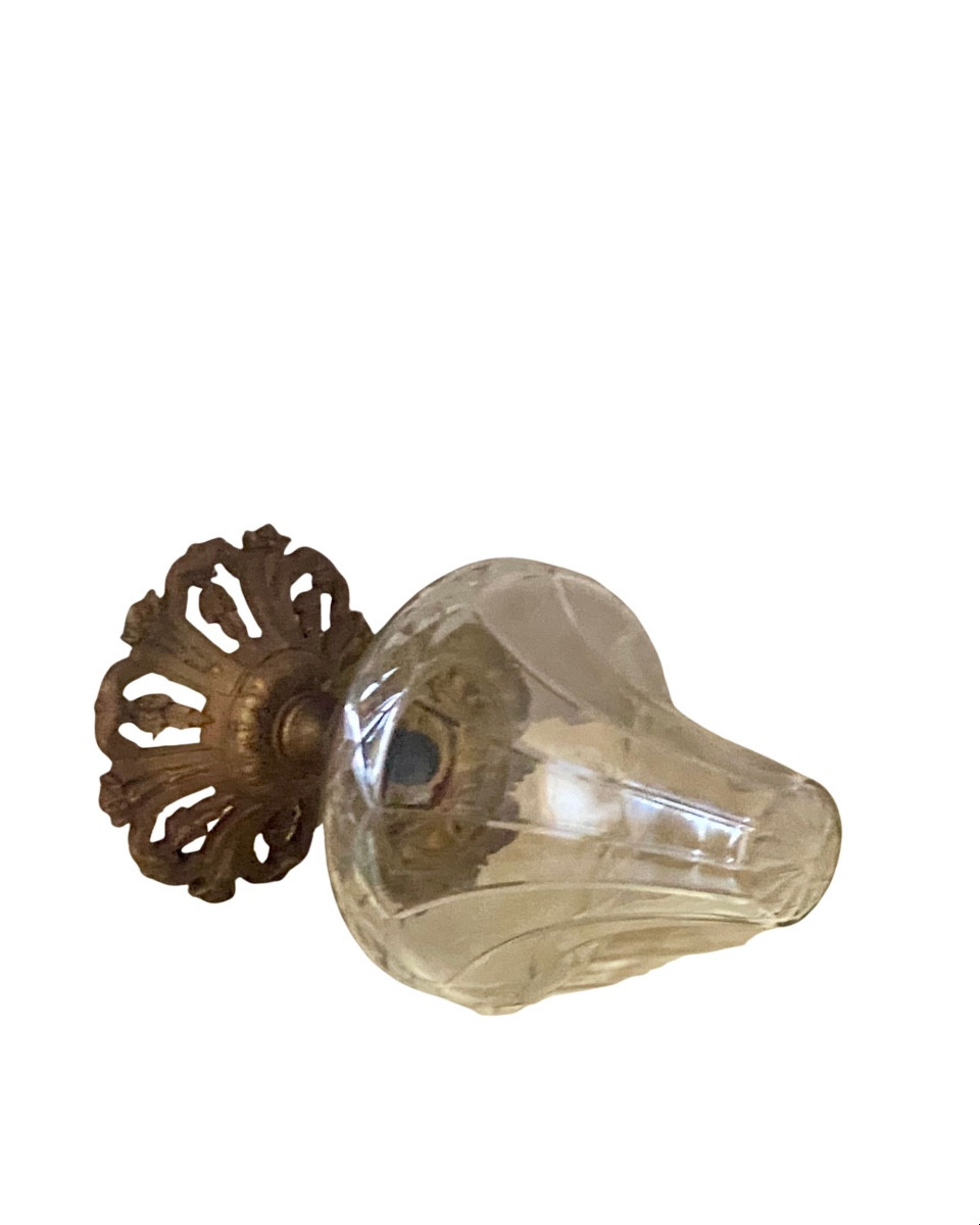 Plafonnier Cristal Taillé et Bronze Fin XIXe-photo-4