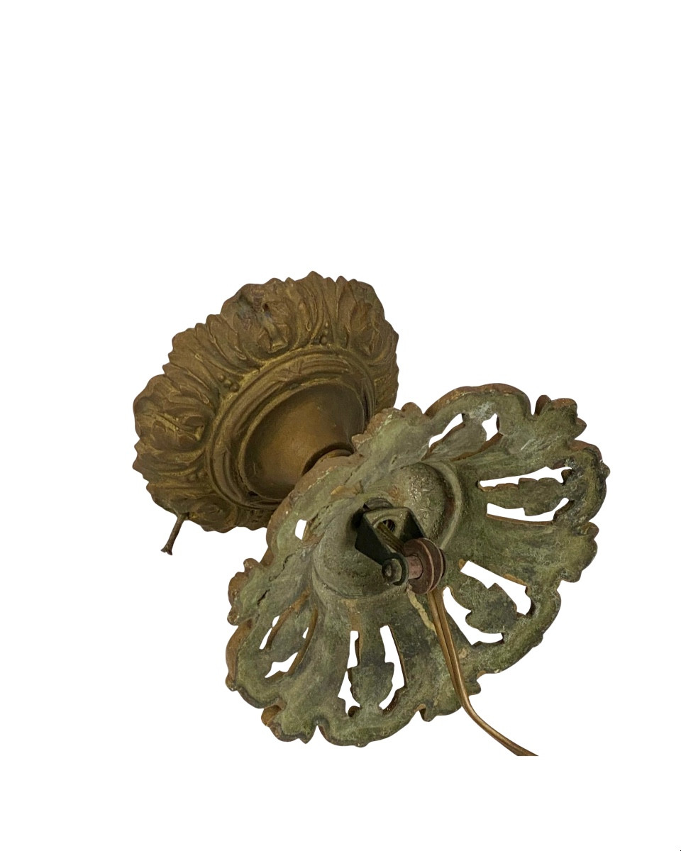 Plafonnier Cristal Taillé et Bronze Fin XIXe-photo-3