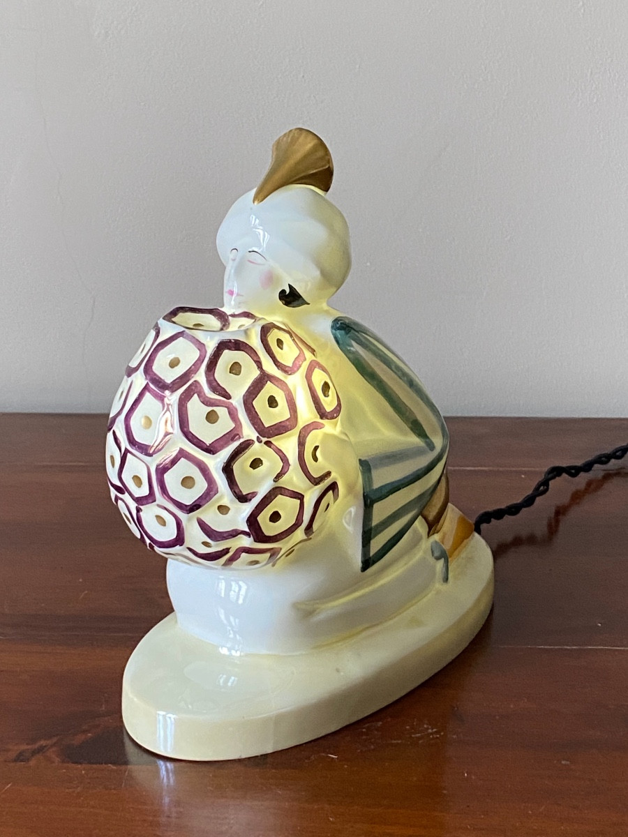 Art Deco Limoges Porcelain Nightlight, Woman With Turban, 1930-photo-4
