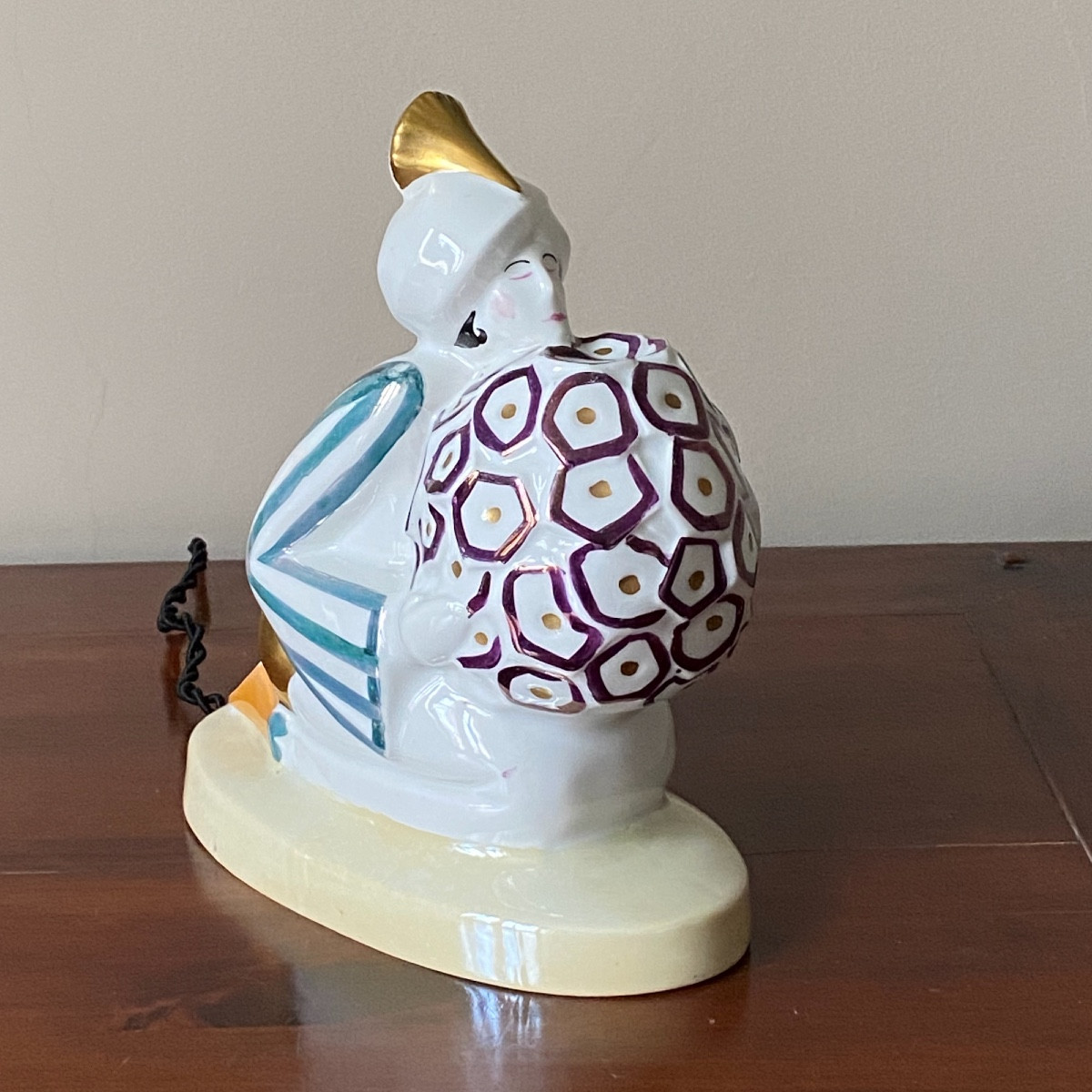 Veilleuse en porcelaine de Limoges Art Déco, Femme au Turban 1930-photo-3