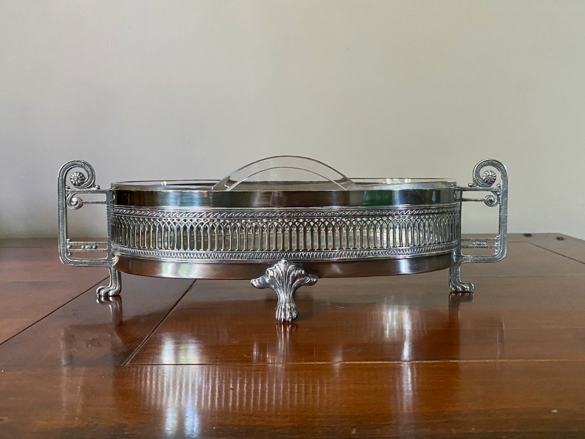 Silver-plated Metal And Cut-glass Planter, H. Beard, Montreux, Switzerland, Early 1900s-photo-2