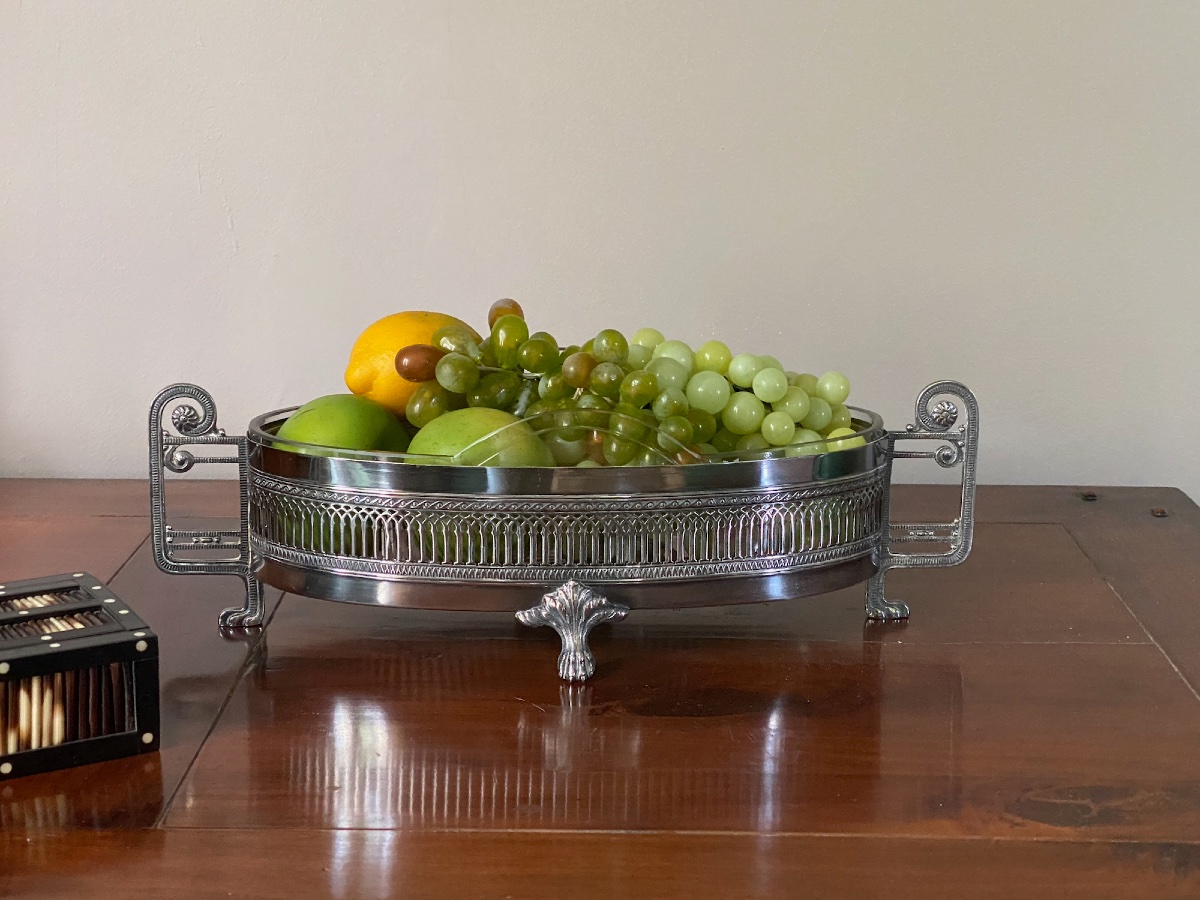 Silver-plated Metal And Cut-glass Planter, H. Beard, Montreux, Switzerland, Early 1900s