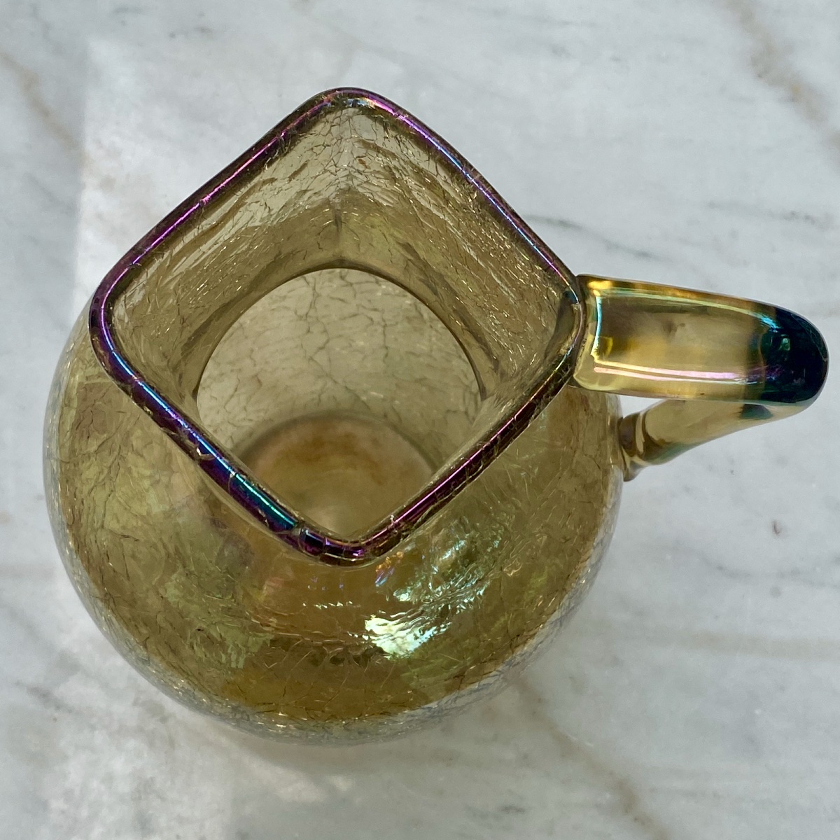 Grande cruche en verre irisé craquelé Bohême, vers 1900-photo-2