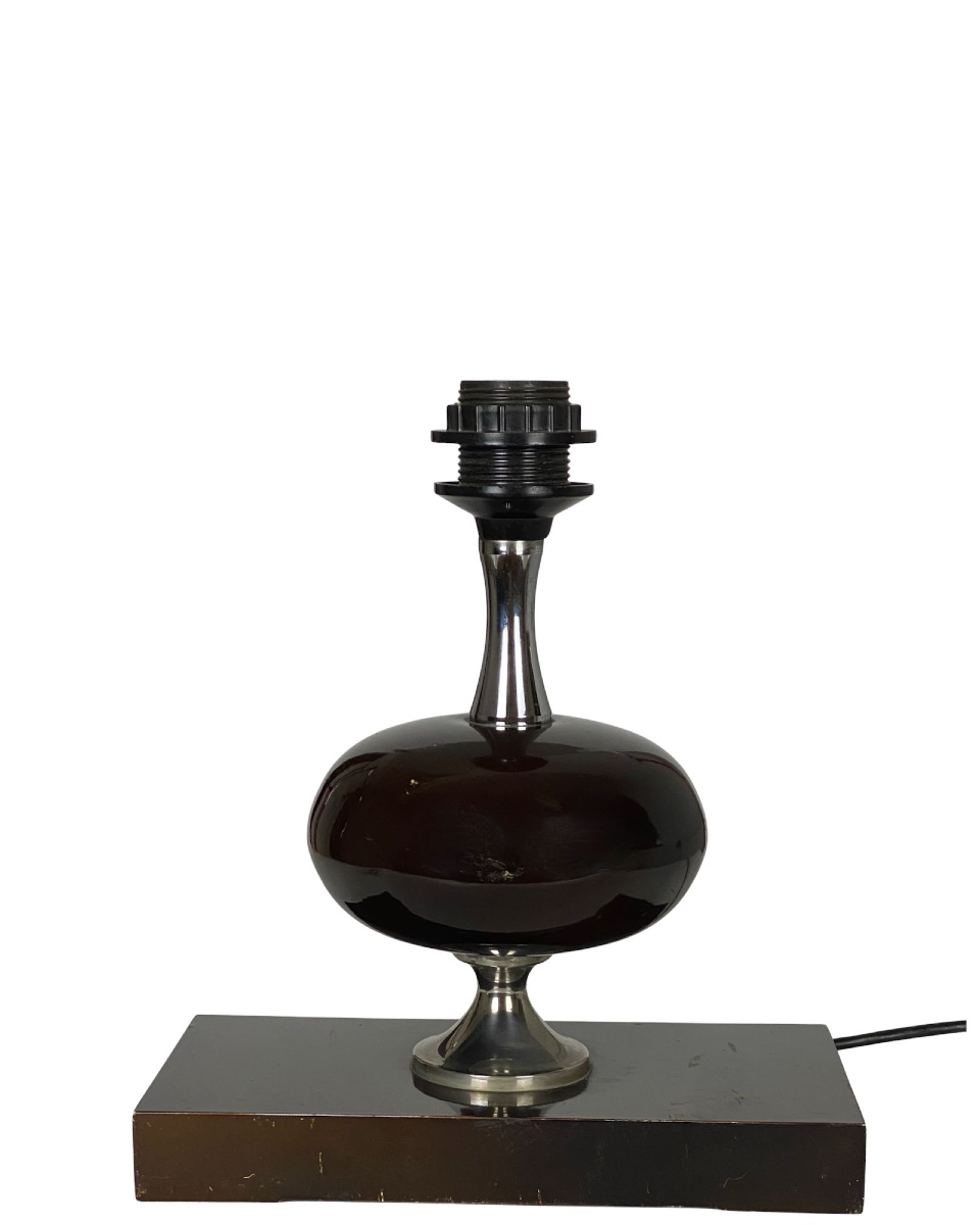 Lampe de table ovoïde attribuée à Philippe Barbier, années 1960-70-photo-3