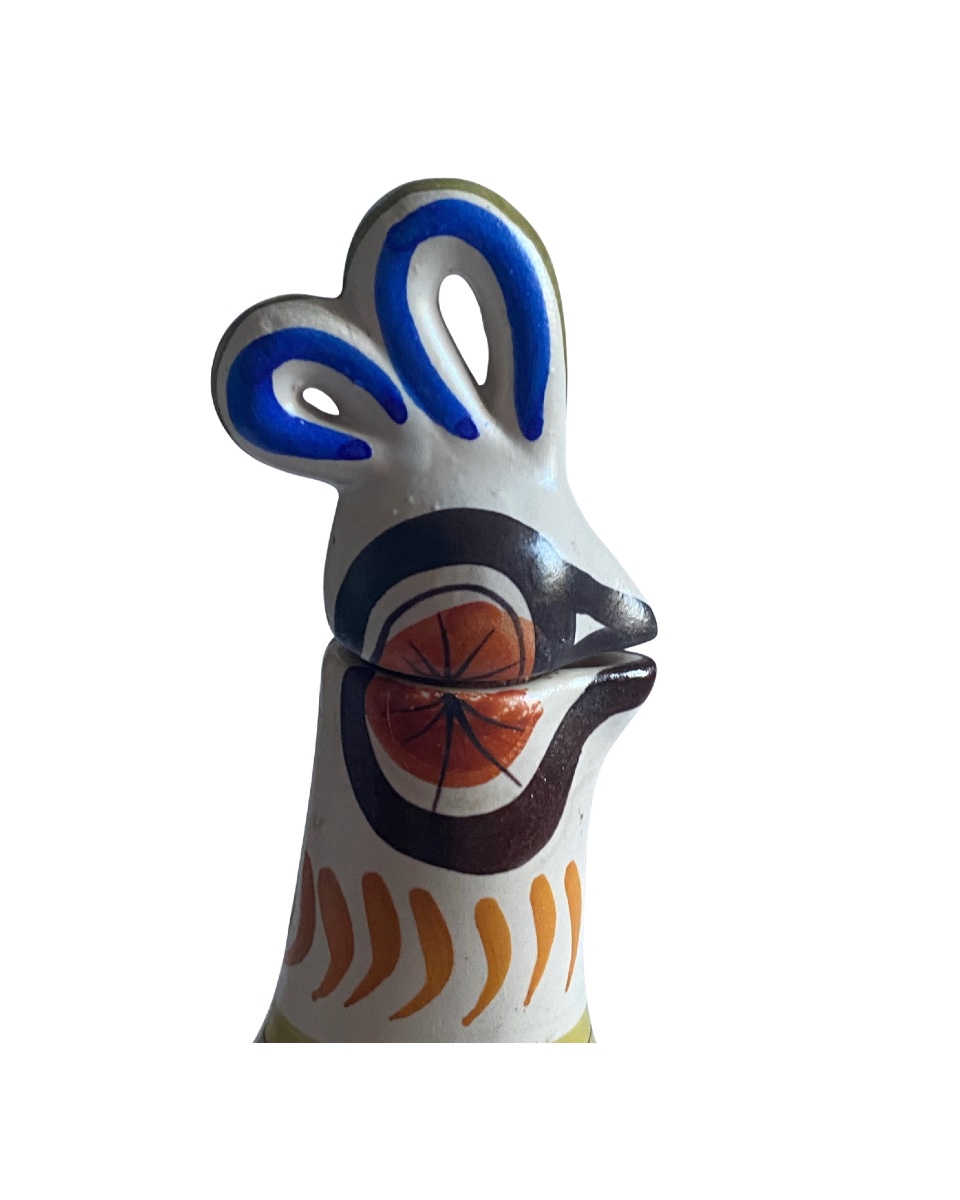 Zoomorphic Bottle, Rooster, Kéraluc Quimper, Pierre Toulhoat, 1950s-photo-2