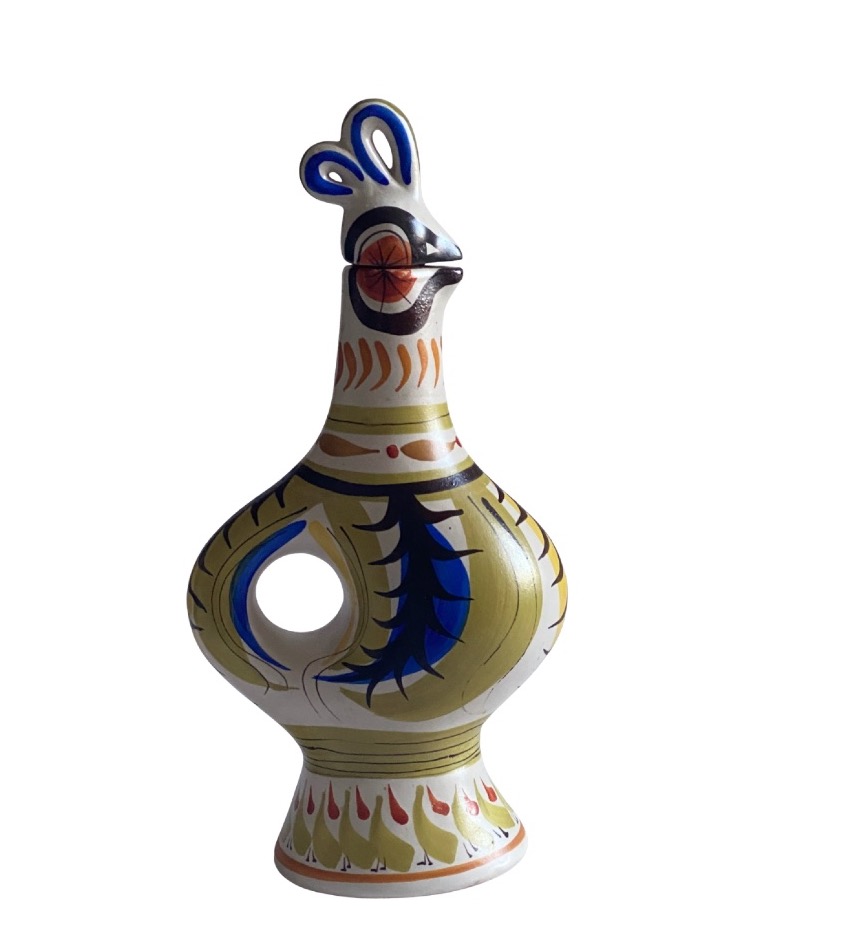 Zoomorphic Bottle, Rooster, Kéraluc Quimper, Pierre Toulhoat, 1950s-photo-3