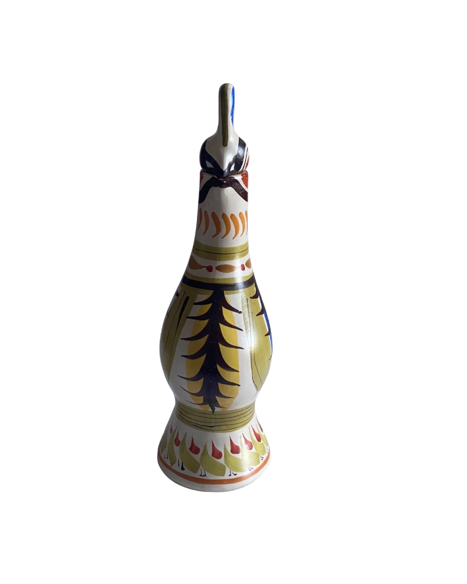 Zoomorphic Bottle, Rooster, Kéraluc Quimper, Pierre Toulhoat, 1950s-photo-1