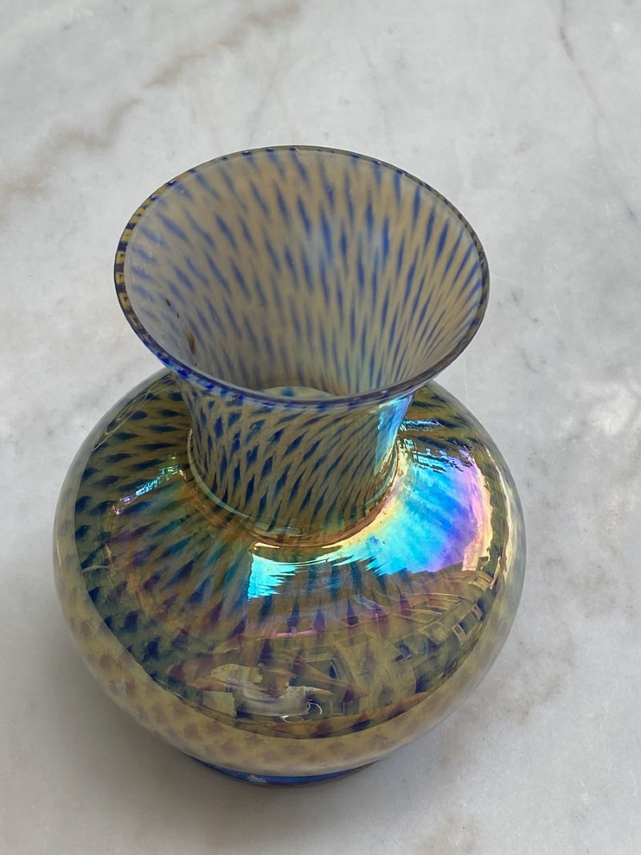 Iridescent Glass Vase By Ernst Steinwald & Co., Bohemia, “diamant” Design, Circa 1915–1925-photo-3