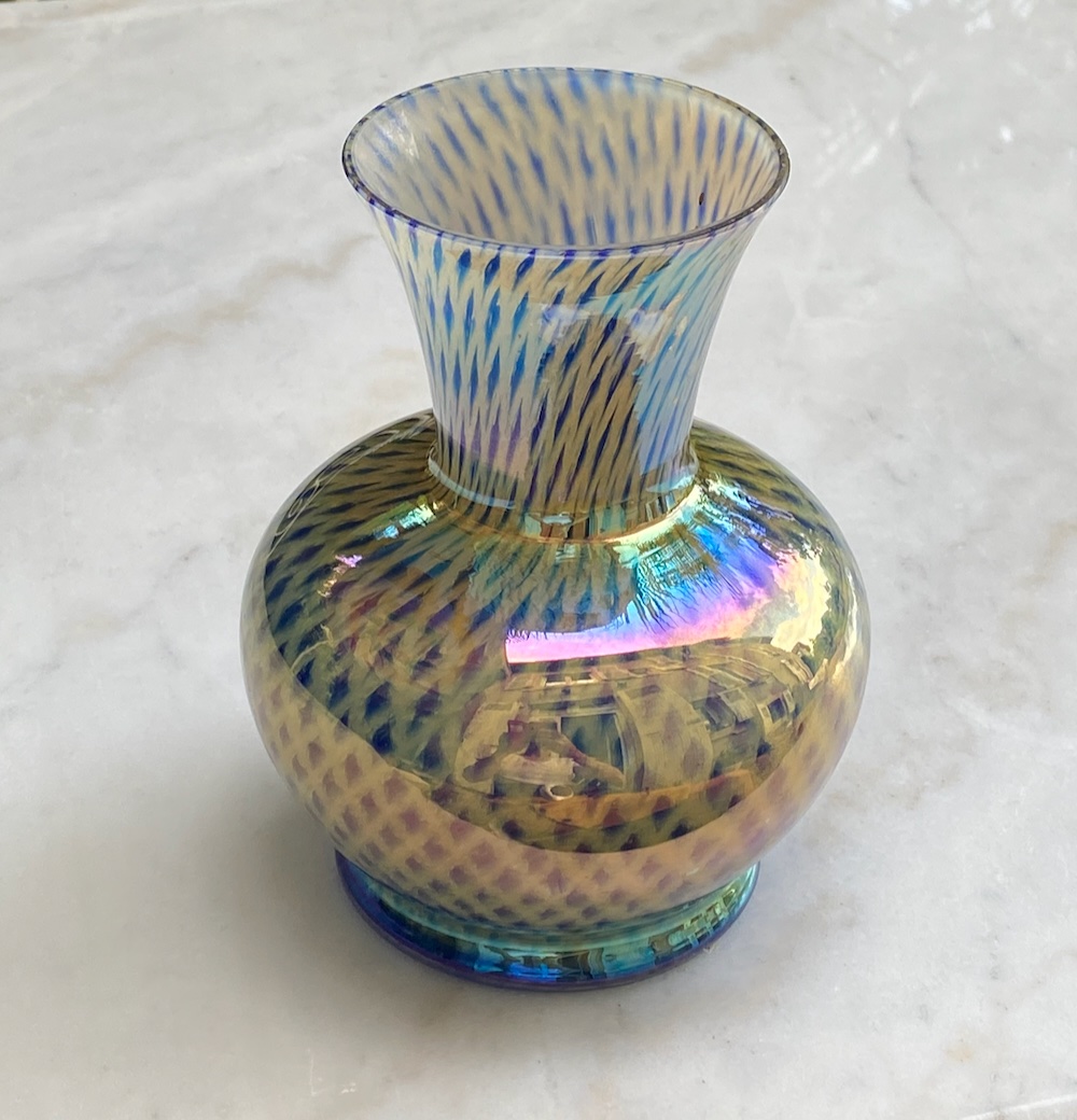 Iridescent Glass Vase By Ernst Steinwald & Co., Bohemia, “diamant” Design, Circa 1915–1925