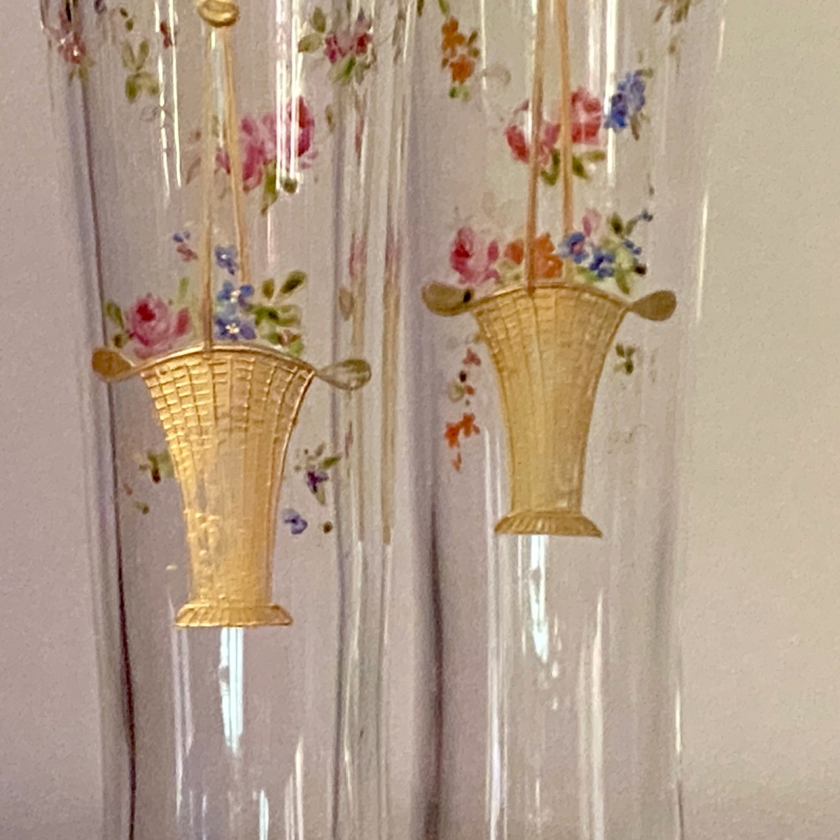 Pair Of Polychrome And Gilt Enameled Glass Vases, Bohemia, Circa 1900 — Josephinenhütte-photo-2