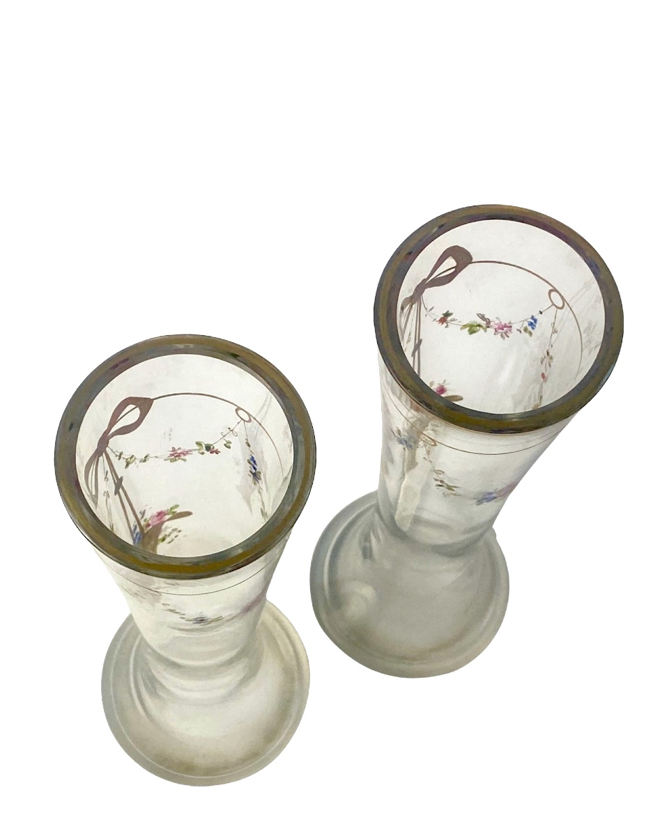 Pair Of Polychrome And Gilt Enameled Glass Vases, Bohemia, Circa 1900 — Josephinenhütte-photo-2