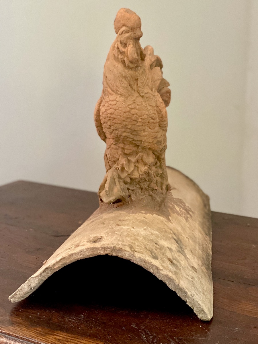 Rooster-shaped Ridge Finial, Terracotta, Toulouse Region-photo-3
