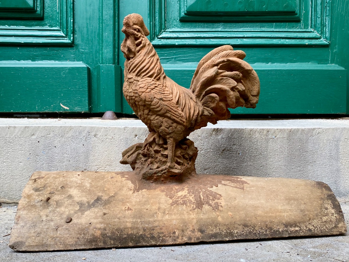 Rooster-shaped Ridge Finial, Terracotta, Toulouse Region