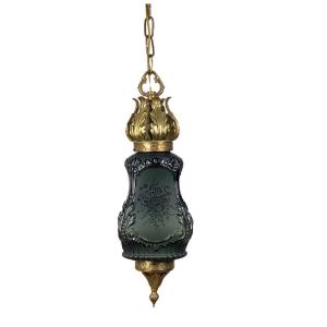 Large 19thc Ceiling Light With Opaque Glass Shade And Bronze Mount