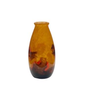  Dégué Large Vase In Pâte-de-verre, David Guéron 1930, Art Deco
