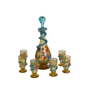 Harrach  - Exceptional Bohemian Glass Liqueur Service Circa 1860,  Historismus Style