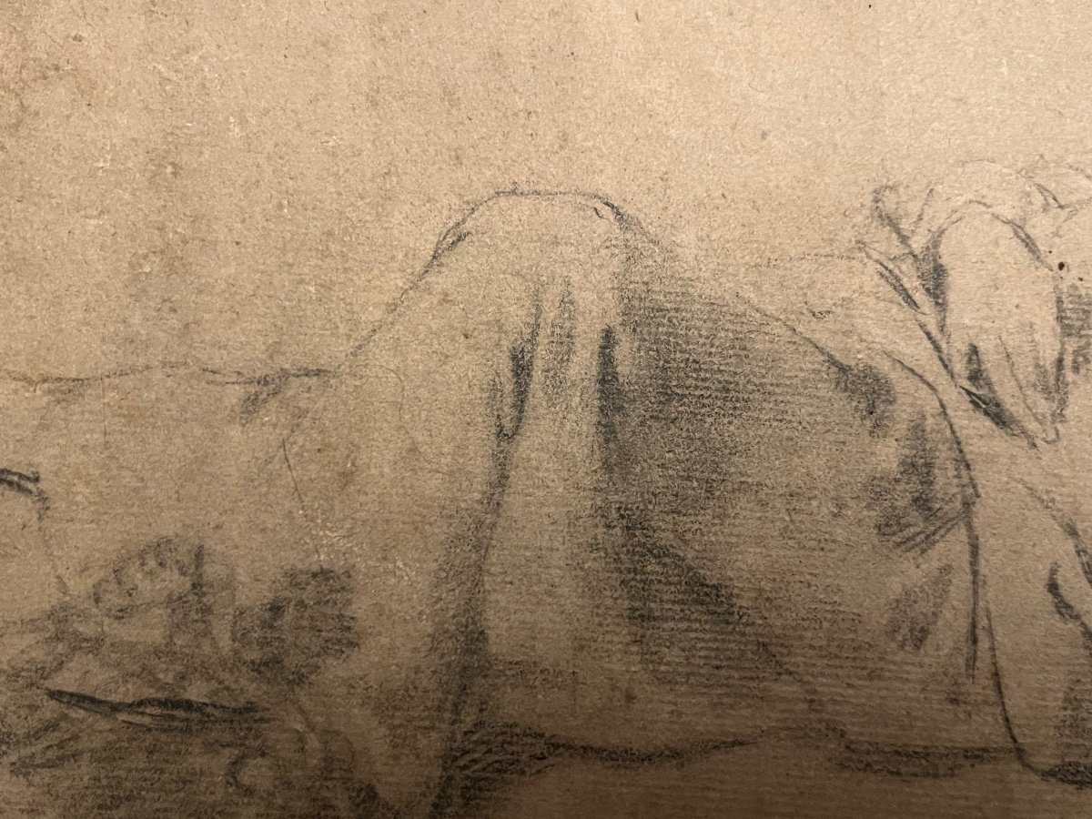Drawing Representing A Young Person Lying On The Ground, Sleeping. Italy, Early 17th Century. Collecti Brand.-photo-4
