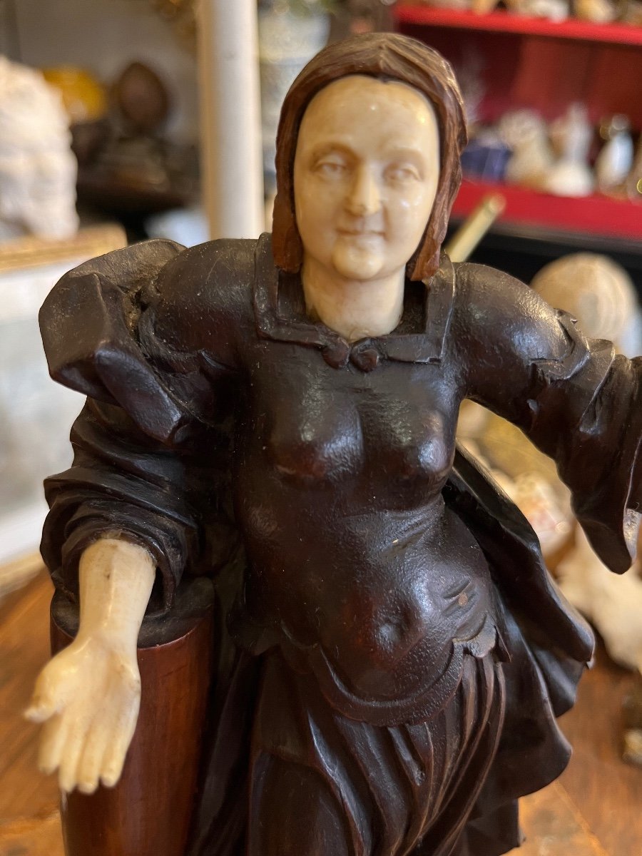 Minerva Statuette In Wood And Ivory, Germany. 17th Century.-photo-2