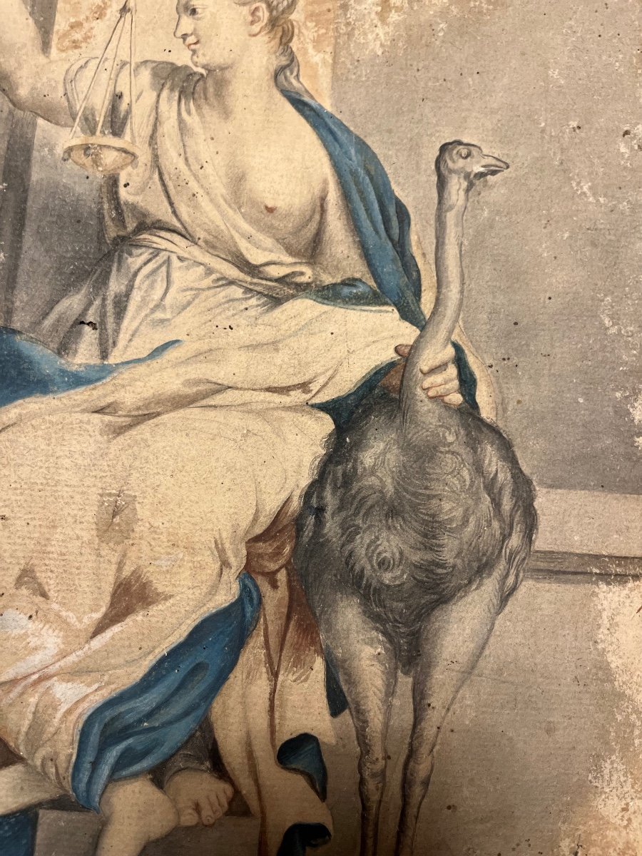 Amazing Portrait Of Justice Holding An Ostrich By The Neck. 18th -photo-4