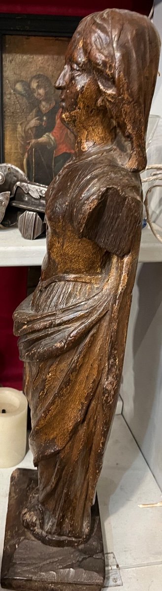 Belle Statue En Bois, Représentant Une Jeune Femme. XVI eme siècle.-photo-3