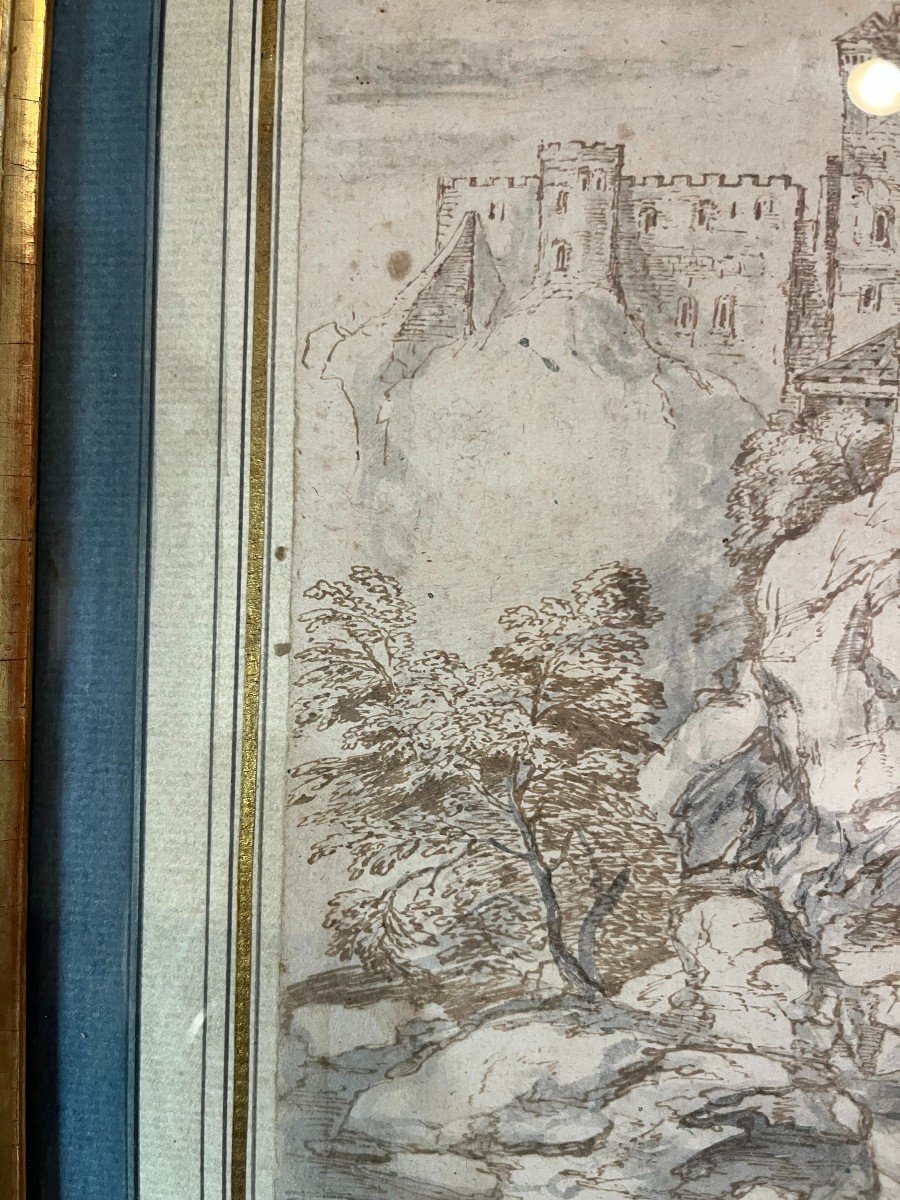 Nice Drawing , Ink, From The XVII Teen Century. Italy-photo-1