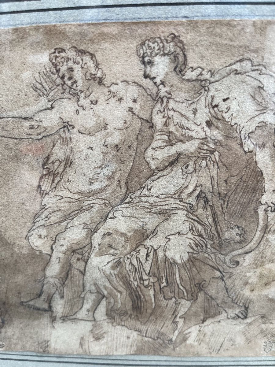 Italian Drawing 17th Century, Latona, Apollo And Diana.-photo-3