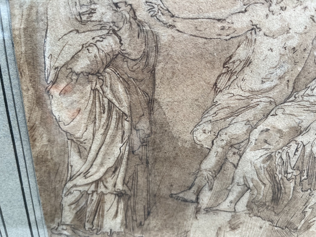 Italian Drawing 17th Century, Latona, Apollo And Diana.-photo-2