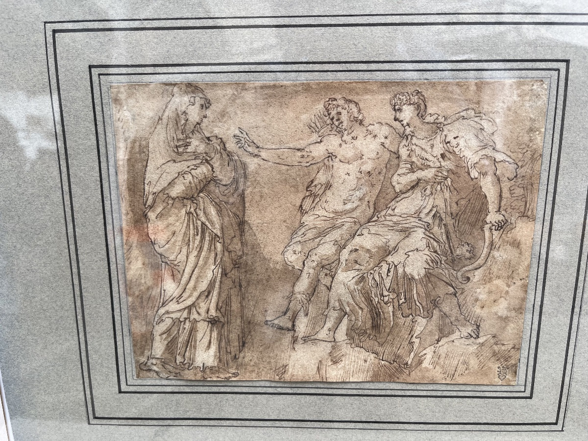 Italian Drawing 17th Century, Latona, Apollo And Diana.-photo-5