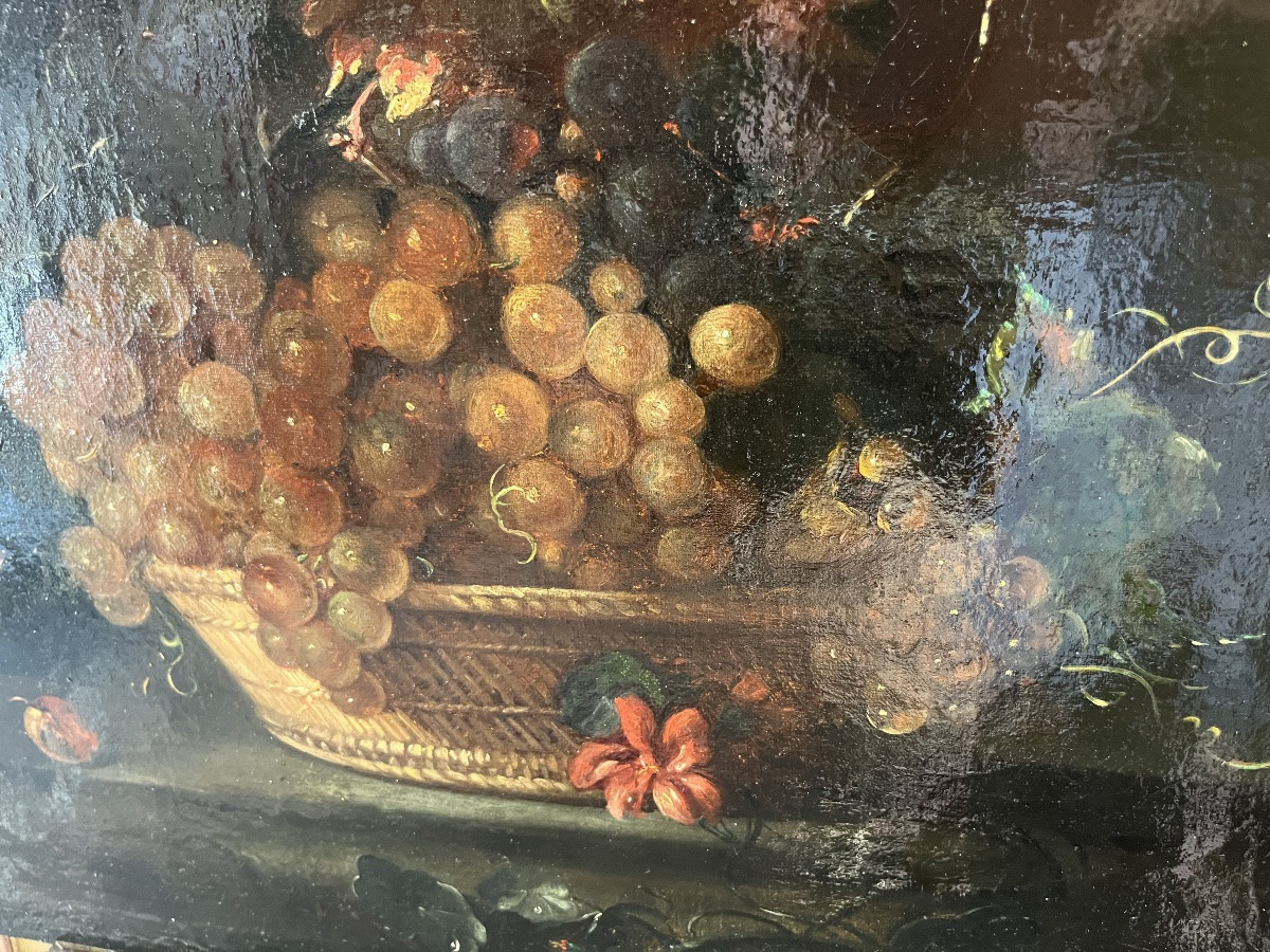 Belle huile sur toile, dans le goût du XVII  eme siècle. XIX eme. France.-photo-2