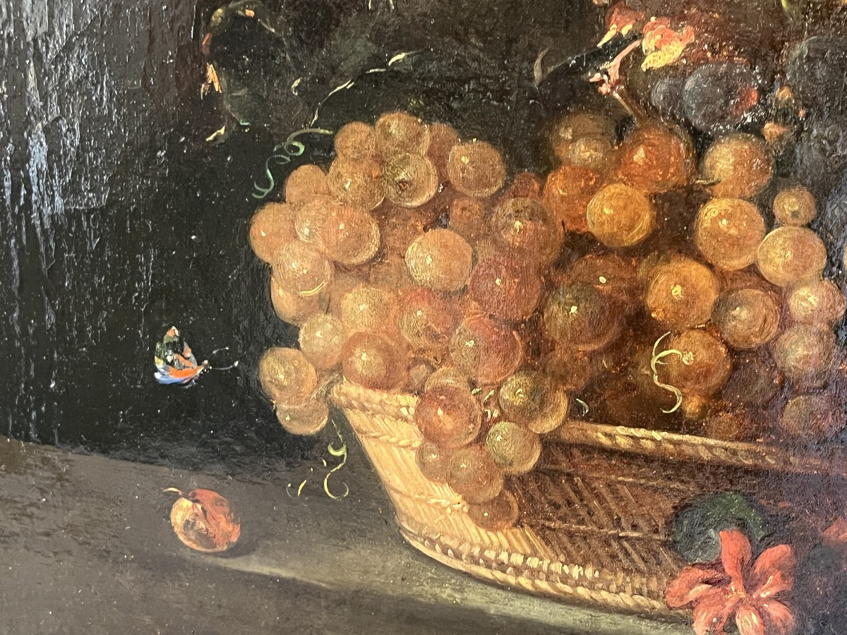 Belle huile sur toile, dans le goût du XVII  eme siècle. XIX eme. France.-photo-4