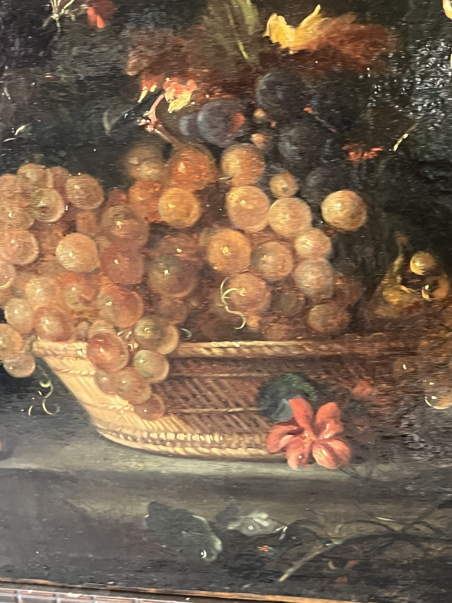 Belle huile sur toile, dans le goût du XVII  eme siècle. XIX eme. France.-photo-5