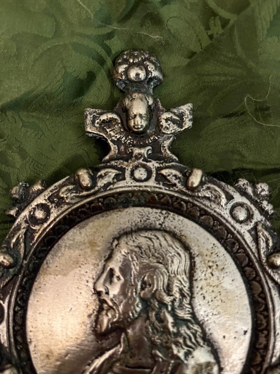 Baiser de paix, bronze argenté, Italie, XVI éme siecle.-photo-3
