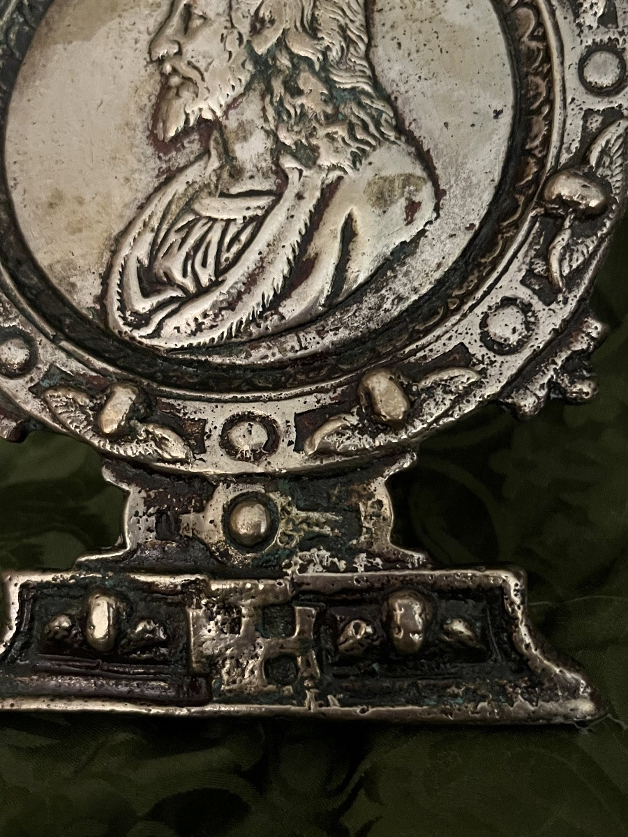 Baiser de paix, bronze argenté, Italie, XVI éme siecle.-photo-2