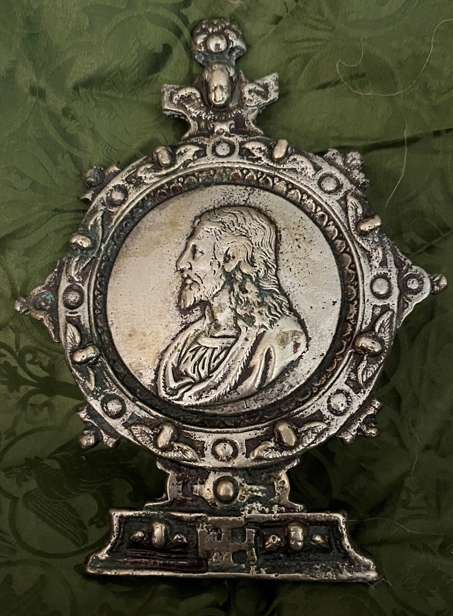 Baiser de paix, bronze argenté, Italie, XVI éme siecle.