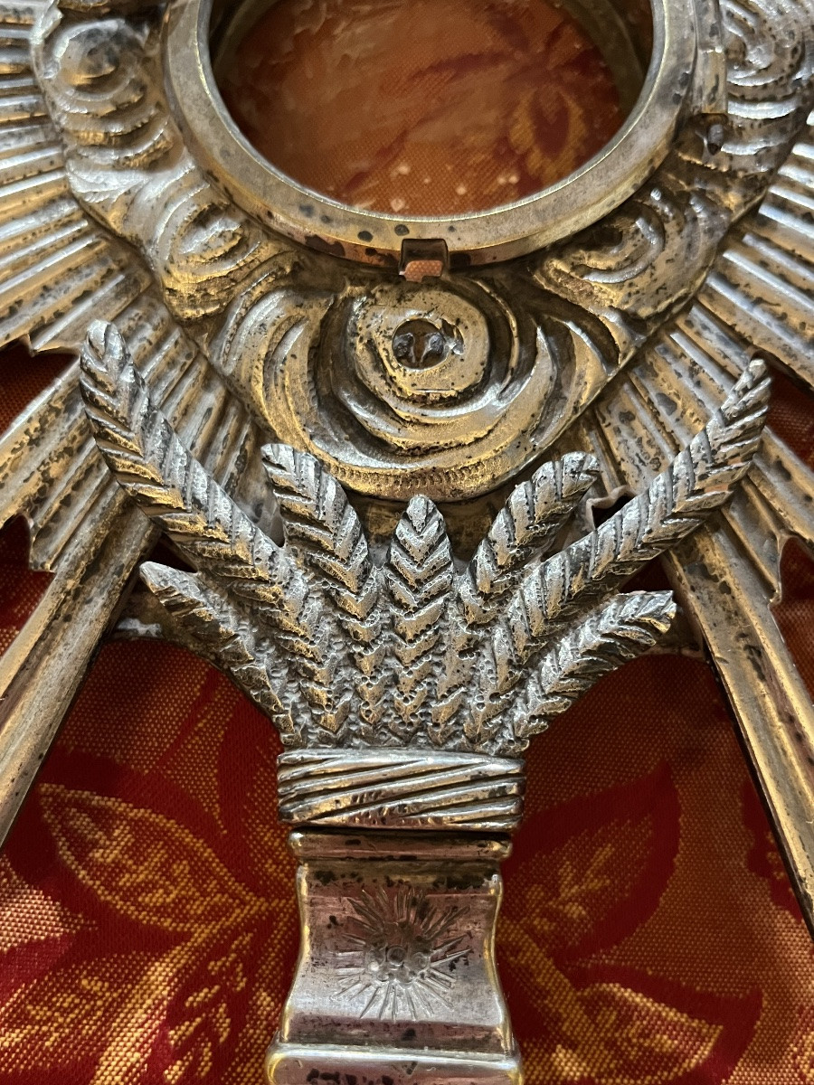 Beautiful Silver-plated Bronze Monstrance, Late 18th Century. France-photo-3