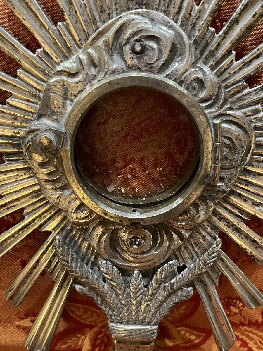 Beautiful Silver-plated Bronze Monstrance, Late 18th Century. France-photo-2
