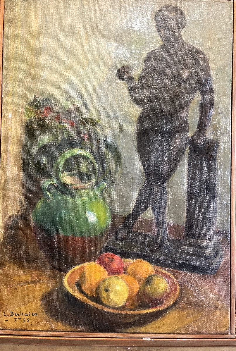 Large Oil On Canvas, 1955, “black Venus With A Green Pot”.