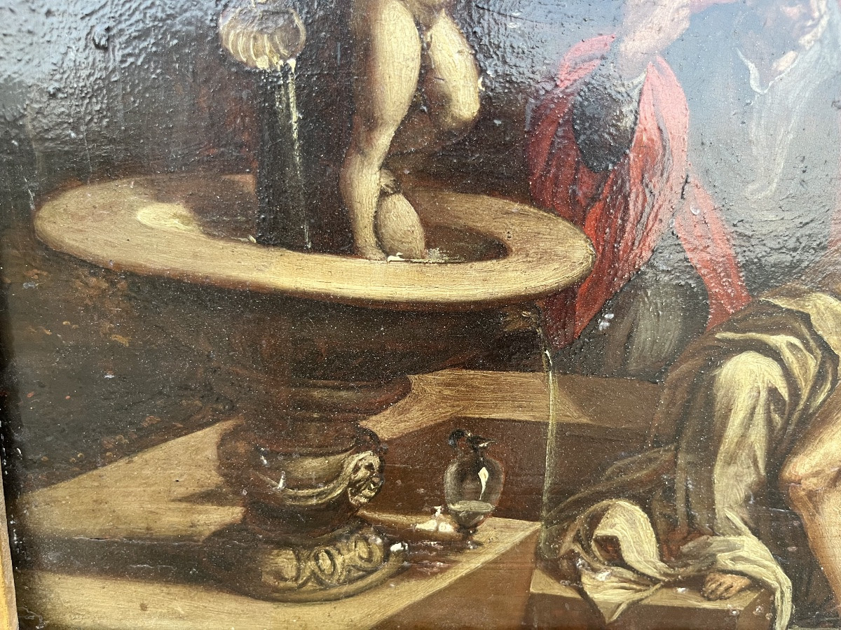 Oil On Panel, Susanna And The Elders, 17th Century.-photo-3