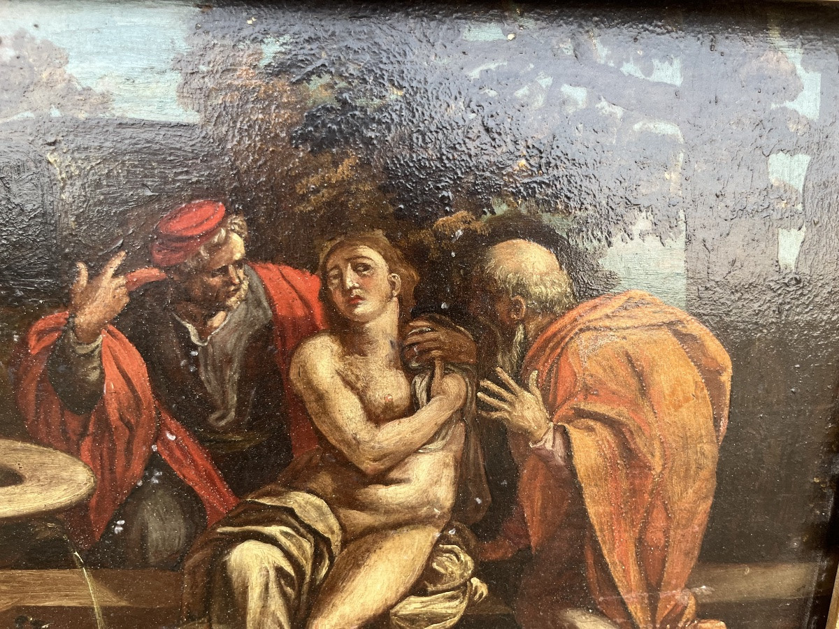 Oil On Panel, Susanna And The Elders, 17th Century.-photo-1
