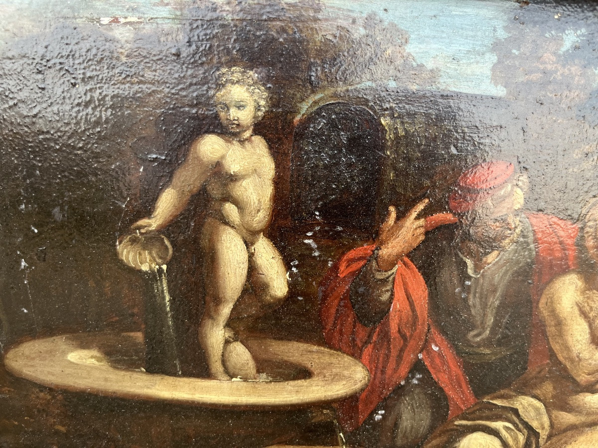 Oil On Panel, Susanna And The Elders, 17th Century.-photo-3