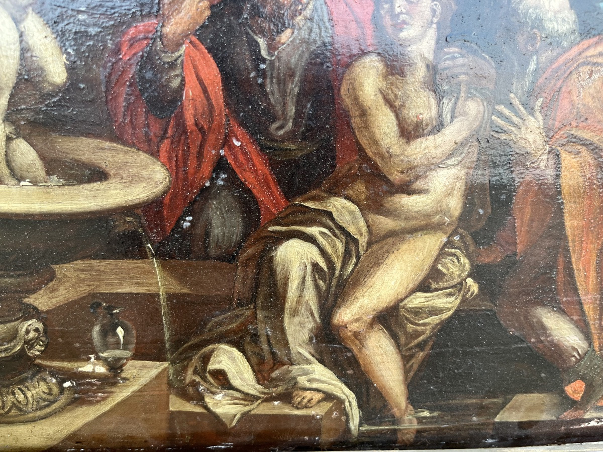 Oil On Panel, Susanna And The Elders, 17th Century.-photo-4