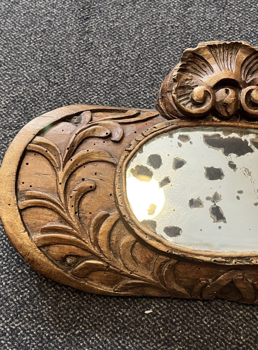Interesting Oval Mirror, Included In A Piece Of 18th Century Woodwork.-photo-3