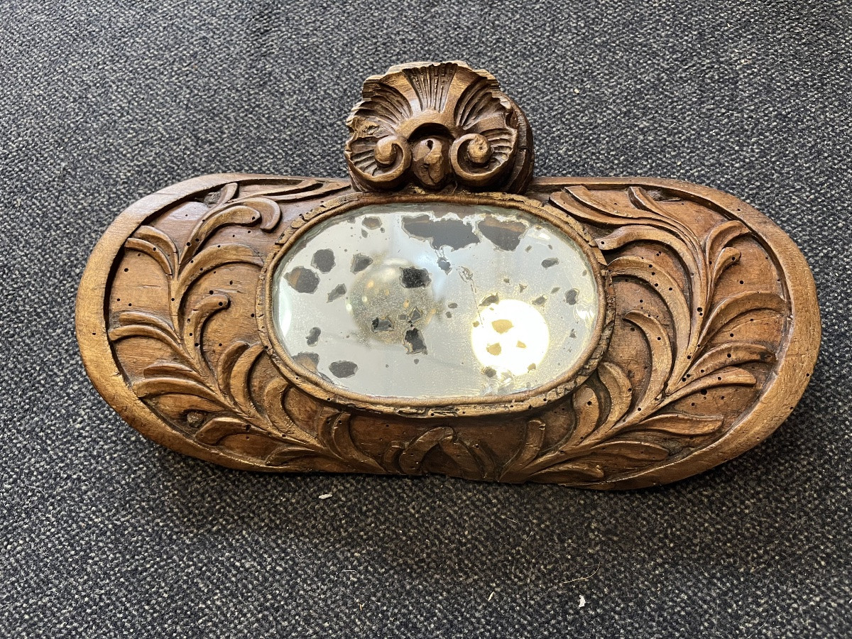 Interesting Oval Mirror, Included In A Piece Of 18th Century Woodwork.-photo-1