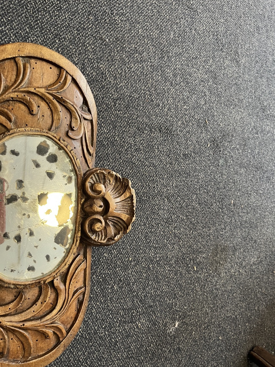 Interesting Oval Mirror, Included In A Piece Of 18th Century Woodwork.-photo-4